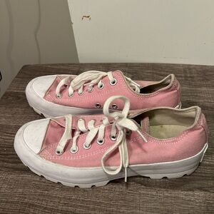 Pink and white Converse platform lugged Sneakers